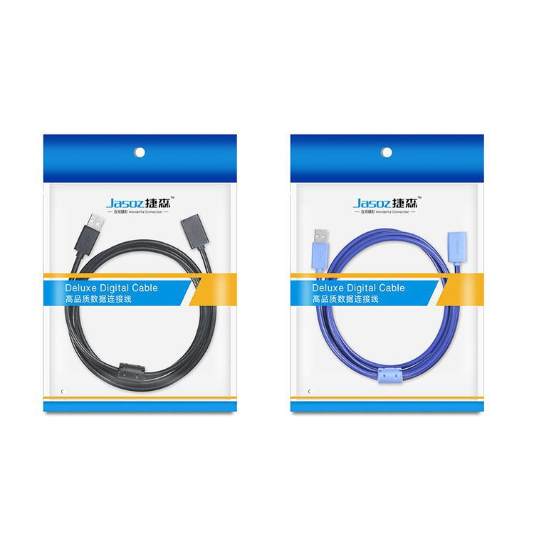 3 PCS Jasoz USB Male to Female Oxygen-Free Copper Core Extension Data Cable, Colour: Dark Blue 1.5m - USB Cable by buy2fix | Online Shopping UK | buy2fix