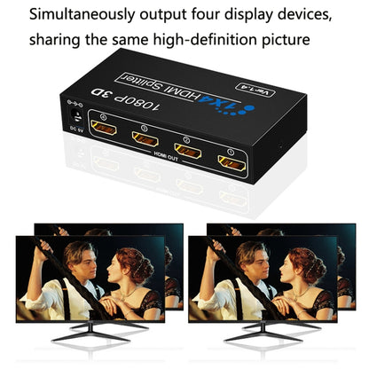 HW-HD104E 1 to 4 EP Chip Available Splicing Screen HDMI Splitter, EU Plug(Black) - Splitter by buy2fix | Online Shopping UK | buy2fix