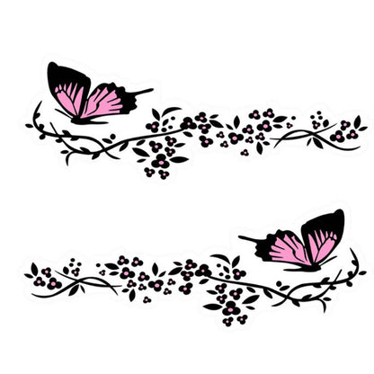 2 Pairs R729 Butterfly Flower Car Sticker Butterfly Love Flower Personality Engine Cover Body Decorative Sticker(Pink) - In Car by buy2fix | Online Shopping UK | buy2fix