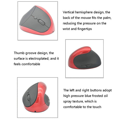 JSY-03 6 Keys Wireless Vertical Charging Mouse Ergonomic Vertical Optical Mouse(Red) - Wireless Mice by buy2fix | Online Shopping UK | buy2fix