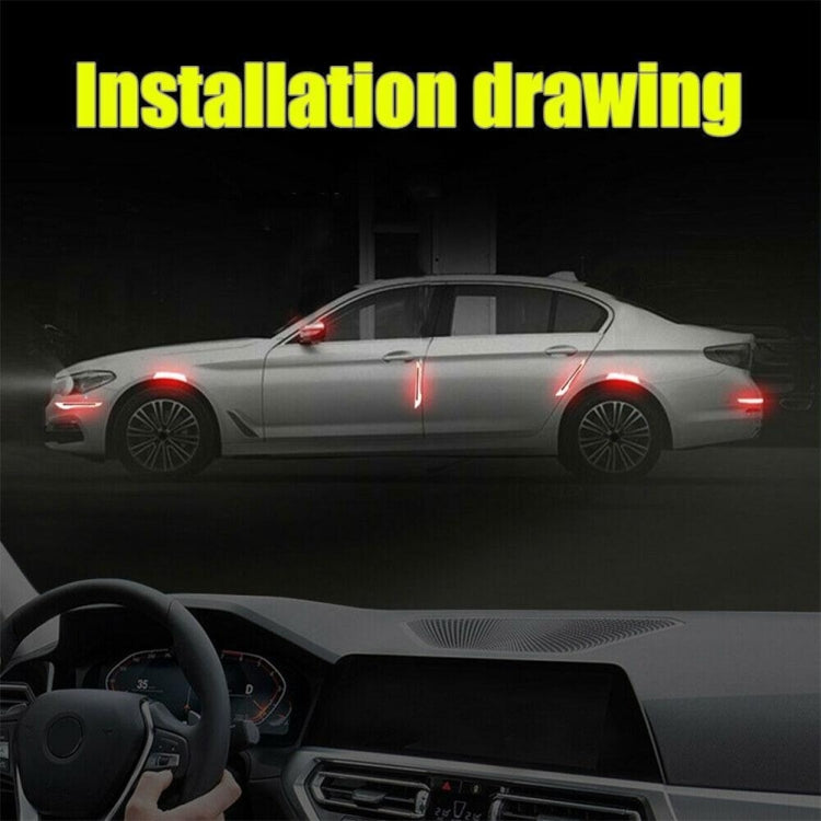 4 Sets Car Reflective Sticker Door Border Anti-Collision Strip Leaf Board Personality Rear View Mirror Warning Sticker(White) - In Car by buy2fix | Online Shopping UK | buy2fix