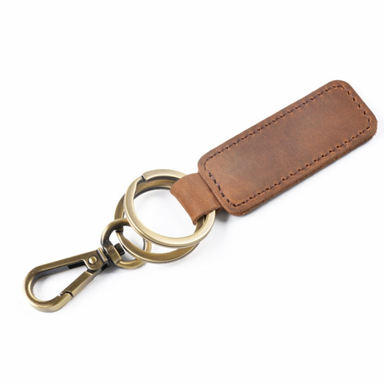 2 PCS Handmade Crazy Horse Leather Retro Keychain Car Couple Keychain, Specification: Double Ring( Brown) - In Car by buy2fix | Online Shopping UK | buy2fix