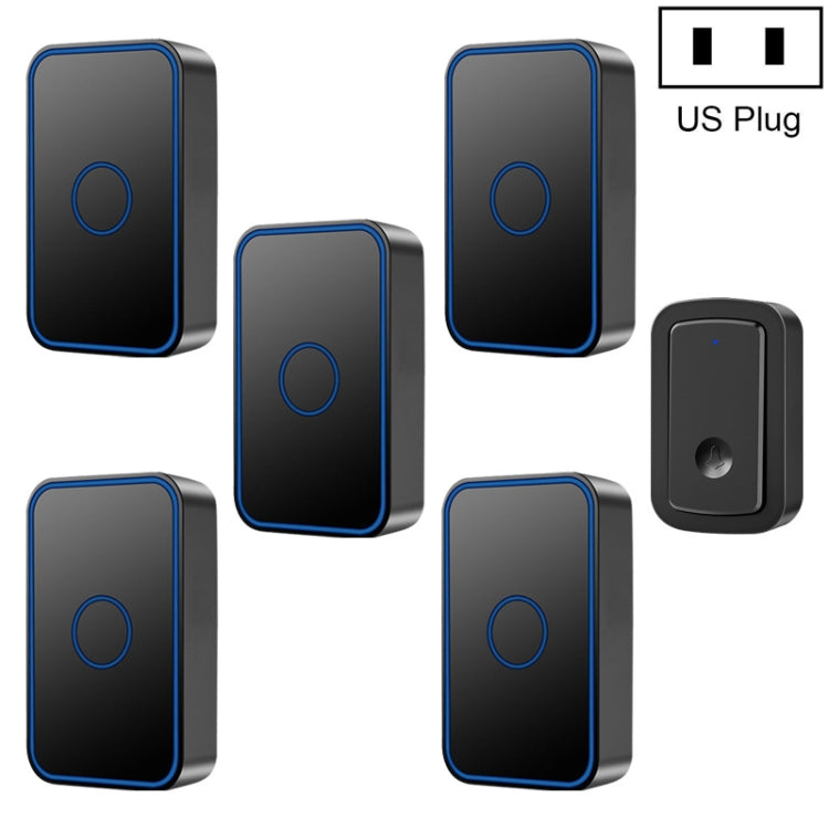 CACAZI A19 1 For 5 Wireless Music Doorbell without Battery, Plug:US Plug(Black) - Wireless Doorbell by CACAZI | Online Shopping UK | buy2fix