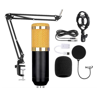 BM800 Condenser Microphone Set With USB Sound Card(Black And  Golden Net) - Consumer Electronics by buy2fix | Online Shopping UK | buy2fix