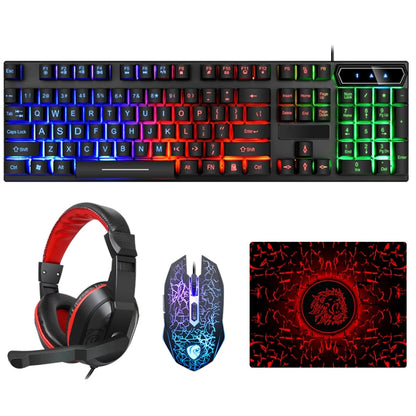 LD-126 4 in 1 Luminous Keyboard + Mouse + Earphone + Mouse Pad Set - Wired Keyboard by buy2fix | Online Shopping UK | buy2fix