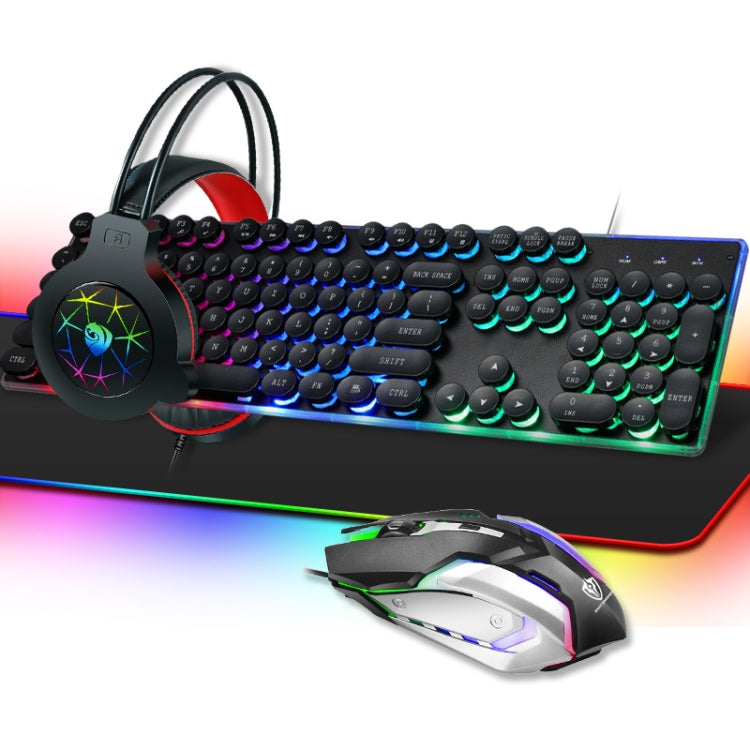 PANTSAN LD-145 4 in 1 Luminous Punk Gaming Keyboard + Mouse + Headphones + Mouse Pad Set(Black) - Wired Keyboard by PANTSAN | Online Shopping UK | buy2fix
