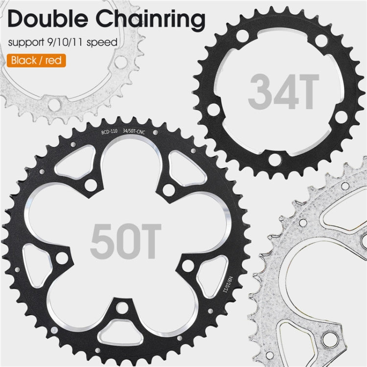 WEST BIKING 34T-50T Road Bike Racing Folding Chainwheel(Black) - Bicycle Chains & Rounds by WEST BIKING | Online Shopping UK | buy2fix