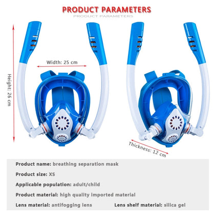 Kids Double Tube Full Dry Silicone Diving  Snorkeling Mask Swimming Glasses, Size: XS(White Blue) - DJI & GoPro Accessories by buy2fix | Online Shopping UK | buy2fix