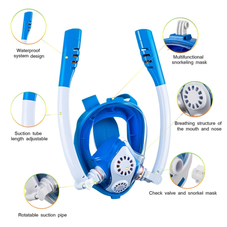 Kids Double Tube Full Dry Silicone Diving  Snorkeling Mask Swimming Glasses, Size: XS(White Yellow) - DJI & GoPro Accessories by buy2fix | Online Shopping UK | buy2fix