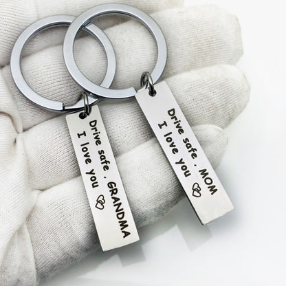 10 PCS C1010 Drive Safe Stainless Steel Tag Keychain 10x40mm(Aunt) - In Car by buy2fix | Online Shopping UK | buy2fix