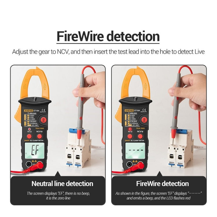 ANENG ST184 Automatically Identify Clamp-On Smart Digital Multimeter(Yellow) - Consumer Electronics by ANENG | Online Shopping UK | buy2fix