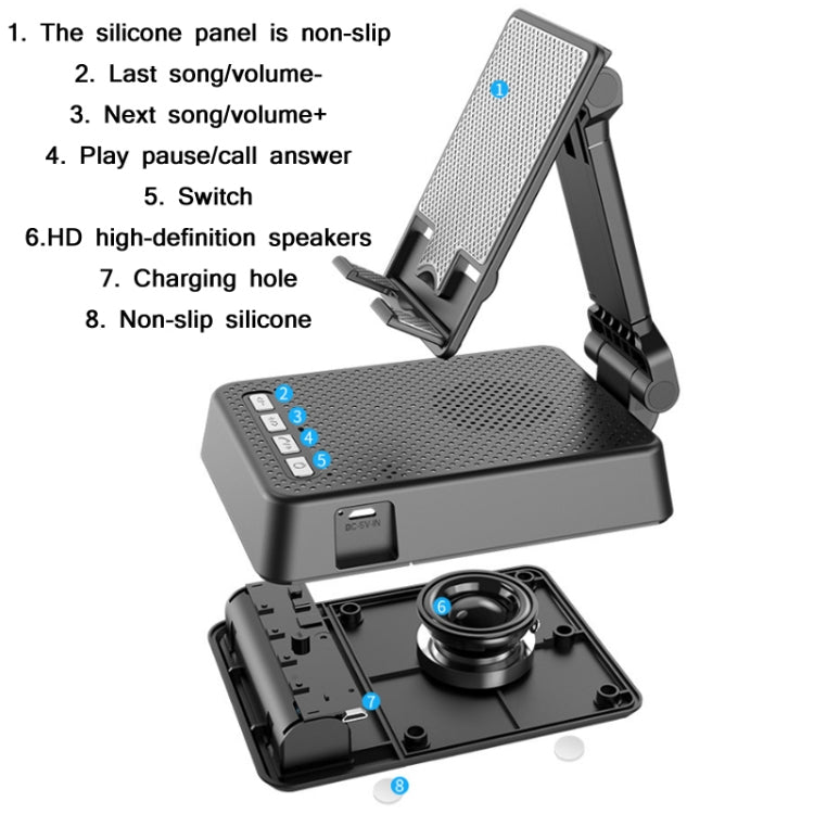 L29 Mobile Phone Holder With Subwoofer Bluetooth Speaker - Desktop Holder by buy2fix | Online Shopping UK | buy2fix