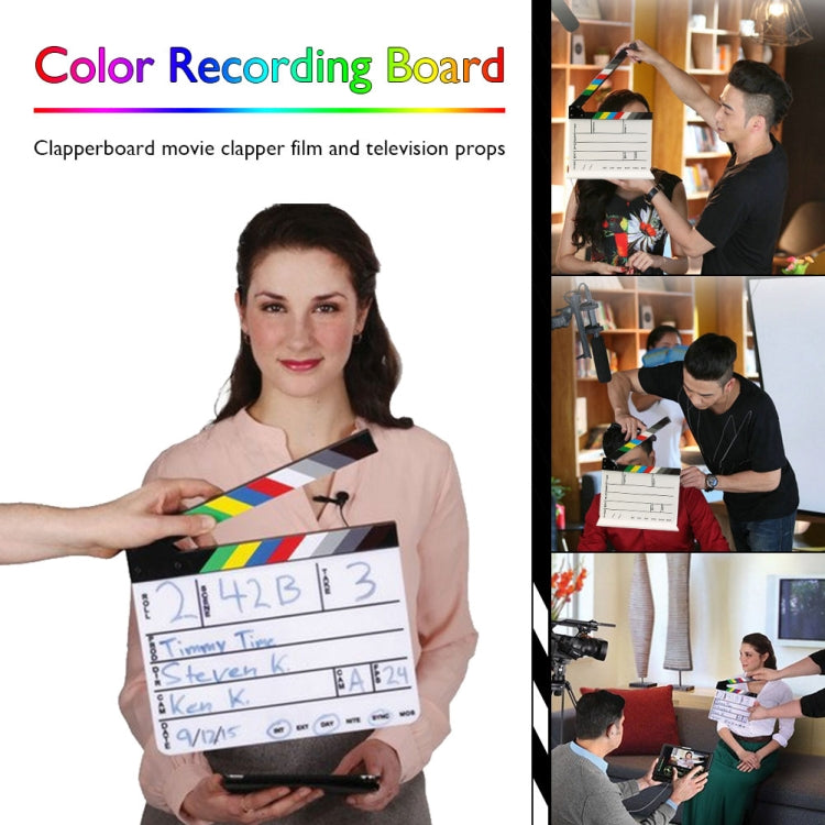 30 X 25cm English Colorful Acrylic Clapperboard TV Film Movie Clapper Board - Camera Accessories by buy2fix | Online Shopping UK | buy2fix