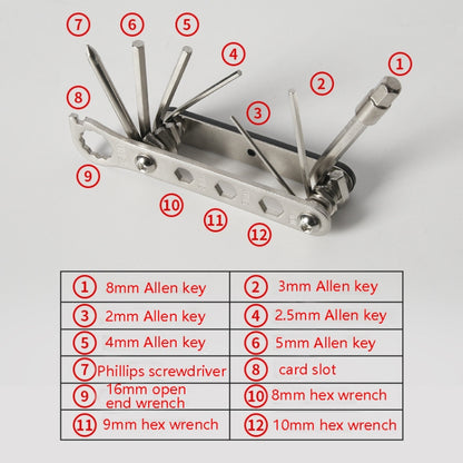 Bicycle 12 In 1 Portable Repair Tool(Red) - Outdoor & Sports by buy2fix | Online Shopping UK | buy2fix