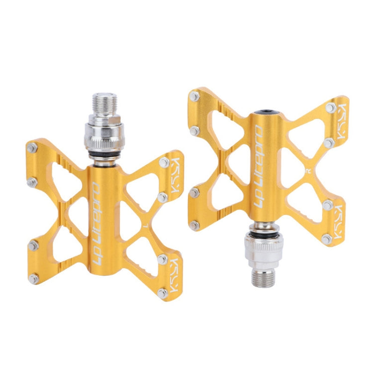 LP LitePro K5 Folding Bkie Aluminum Alloy Bearin Pedals(Golden) - Pedals by LP LitePro | Online Shopping UK | buy2fix