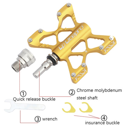 LP LitePro K5 Folding Bkie Aluminum Alloy Bearin Pedals(Golden) - Pedals by LP LitePro | Online Shopping UK | buy2fix