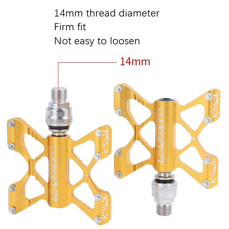 LP LitePro K5 Folding Bkie Aluminum Alloy Bearin Pedals(Golden) - Pedals by LP LitePro | Online Shopping UK | buy2fix