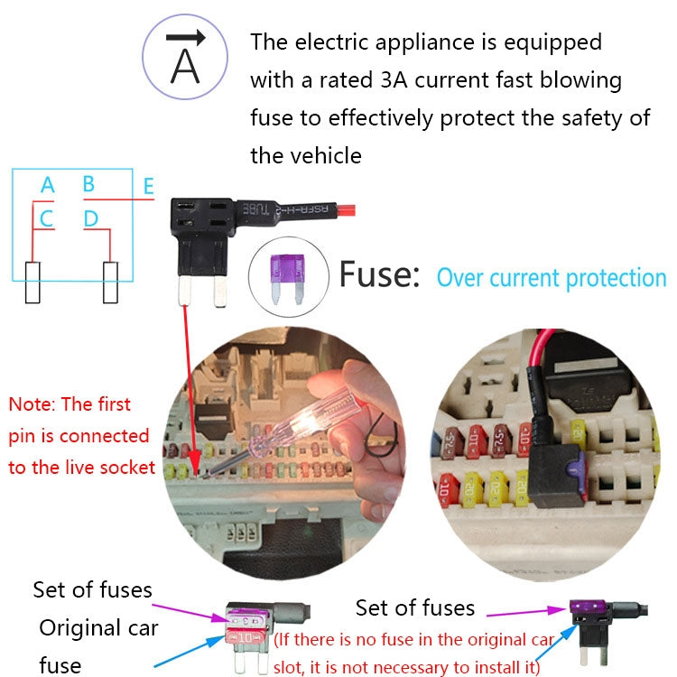 C301 12V to 5V Car ACC Takes Electricity Buck Cables, Model: Buckle + 4 x Take Appliance - In Car by buy2fix | Online Shopping UK | buy2fix