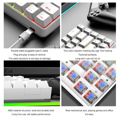 ZIYOU LANG T8 68 Keys RGB Luminous Gaming Mechanical Keyboard, Cable Length:1.6m(Black Tea Shaft) - Wired Keyboard by ZIYOU LANG | Online Shopping UK | buy2fix