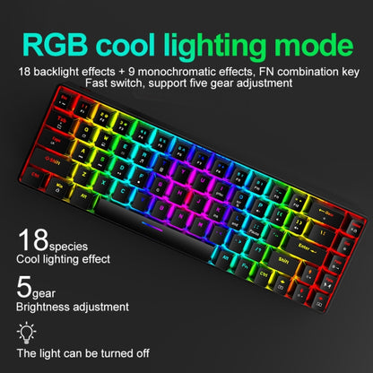 ZIYOU LANG T8 68 Keys RGB Luminous Gaming Mechanical Keyboard, Cable Length:1.6m(White Green Shaft) - Wired Keyboard by ZIYOU LANG | Online Shopping UK | buy2fix