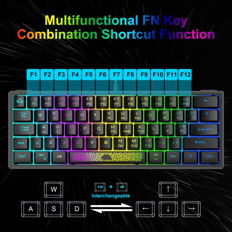 ZIYOU LANG K61 62 Keys RGB Lighting Mini Gaming Wired Keyboard, Cable Length:1.5m(White) - Wired Keyboard by ZIYOU LANG | Online Shopping UK | buy2fix