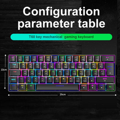 ZIYOU LANG T60 62-Key RGB Luminous Mechanical Wired Keyboard, Cable Length:1.5m(White Green Shaft) - Wired Keyboard by ZIYOU LANG | Online Shopping UK | buy2fix