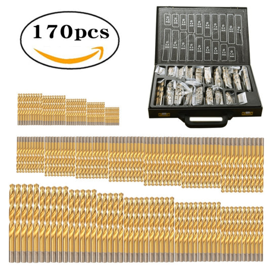 170 PCS / Set 1-10mm High-Speed Steel Metal Open Hole Straight Shank Twist Drill Bit(Black Box) - Drill & Drill Bits by buy2fix | Online Shopping UK | buy2fix