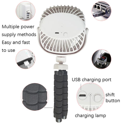 Octopus Stroller Deformation Fan Desktop Portable Handheld USB Small Fan, Colour: 1200mAh Black - Consumer Electronics by buy2fix | Online Shopping UK | buy2fix