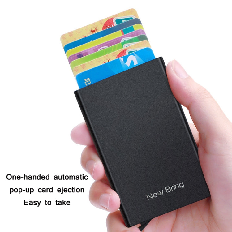 NEWBRING Metal Wallet Automatic Pop-up Anti-degaussing Card Holder, Colour: Black - Home & Garden by NEWBRING | Online Shopping UK | buy2fix