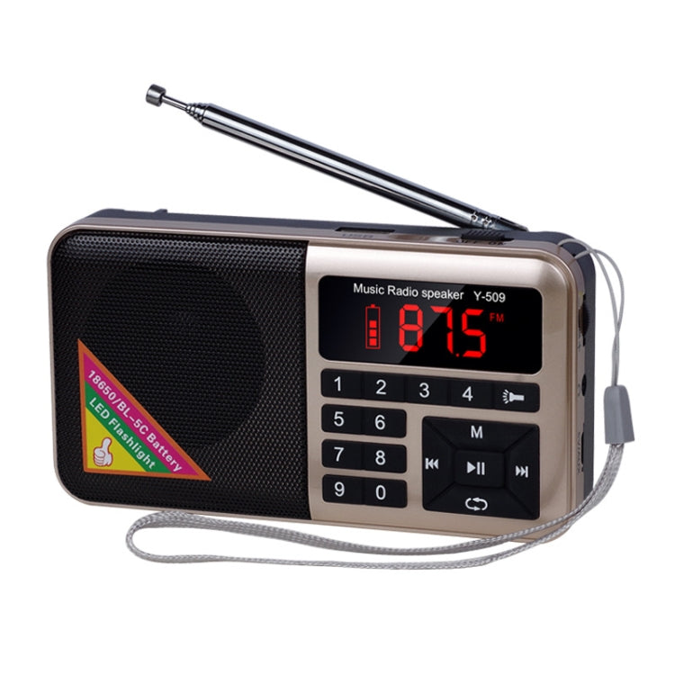 Bluetooth Card Radio Digital FM Player, Specifications: Y-509FM (No Solar Panel)(Gold) - Consumer Electronics by buy2fix | Online Shopping UK | buy2fix