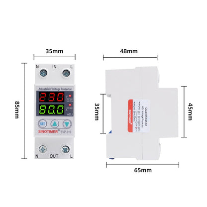 SINOTIMER SVP-916 Adjustable Self-resetting Over-voltage Under-voltage Protector, Current: 63A - Other Tester Tool by SINOTIMER | Online Shopping UK | buy2fix