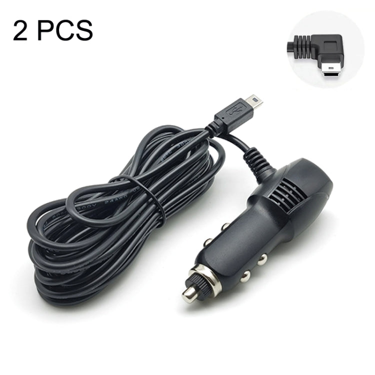 2 PCS Car Charger Fast Charging Driving Recorder Supply Line, Style: 1A+2A(Mini Right Bend) - In Car by buy2fix | Online Shopping UK | buy2fix