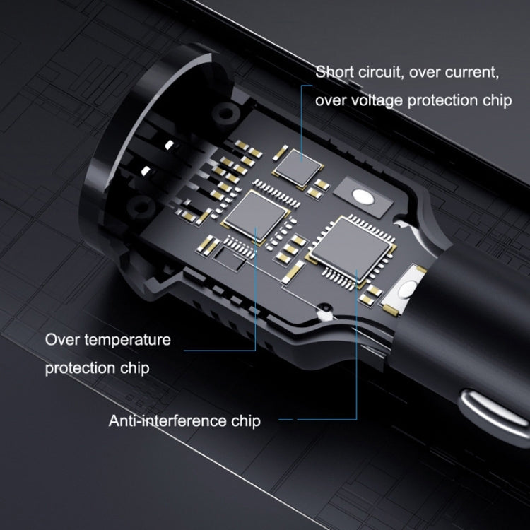 2PCS JY-032 USB Digital Display Fast Charge Car Charger, Style: 3.5A + QC3.0(Android Right Bend) - In Car by buy2fix | Online Shopping UK | buy2fix