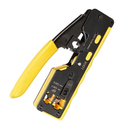 6P8P Seven-type Through-hole Crystal Head  Wire Stripping Tool Network Cable Pliers(Yellow) - Lan Cable and Tools by buy2fix | Online Shopping UK | buy2fix