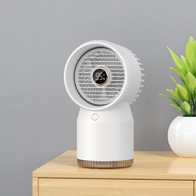 Spray Humidified LED Digital Display Office Home Fan, Style: 3600mAh Rechargeable(White) - Consumer Electronics by buy2fix | Online Shopping UK | buy2fix