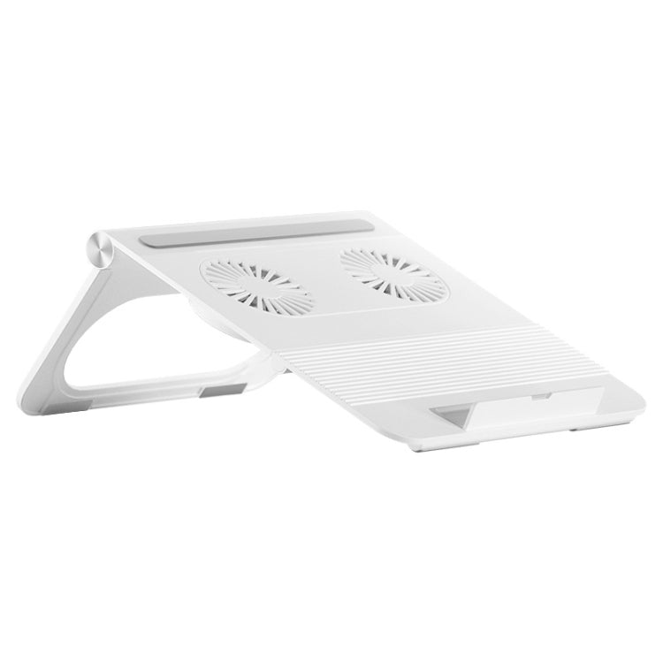 D33  2 Fan Laptop Cooling Bracket Folding Portable Liftable Tablet Bracket(White) - Computer & Networking by buy2fix | Online Shopping UK | buy2fix