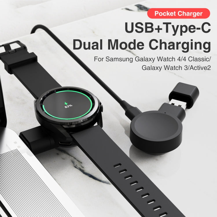 For Samsung Galaxy Watch 4 / 3 USB Mini Portable Watch Charger(Black) - Charger by buy2fix | Online Shopping UK | buy2fix