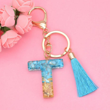 2 PCS English Alphabet Epoxy Tassel Keychain Bag Pendant(T) - In Car by buy2fix | Online Shopping UK | buy2fix