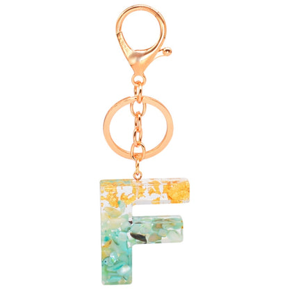 2 PCS Gold Foil Epoxy English Letter Keychain Bag Pendant(F) - In Car by buy2fix | Online Shopping UK | buy2fix