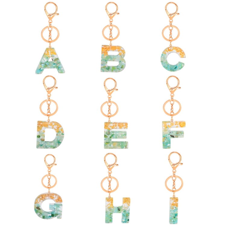 2 PCS Gold Foil Epoxy English Letter Keychain Bag Pendant(F) - In Car by buy2fix | Online Shopping UK | buy2fix