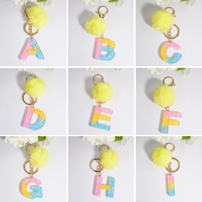 2 PCS Crystal Epoxy Rainbow Color Keychain Hair Ball Ladies Bag Pendant(C) - In Car by buy2fix | Online Shopping UK | buy2fix