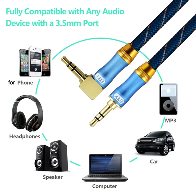 EMK 90-Degree Car 3.5mm Audio Cable Extension Cable, Cable Length: 2M(Blue) - Aux Cable by EMK | Online Shopping UK | buy2fix