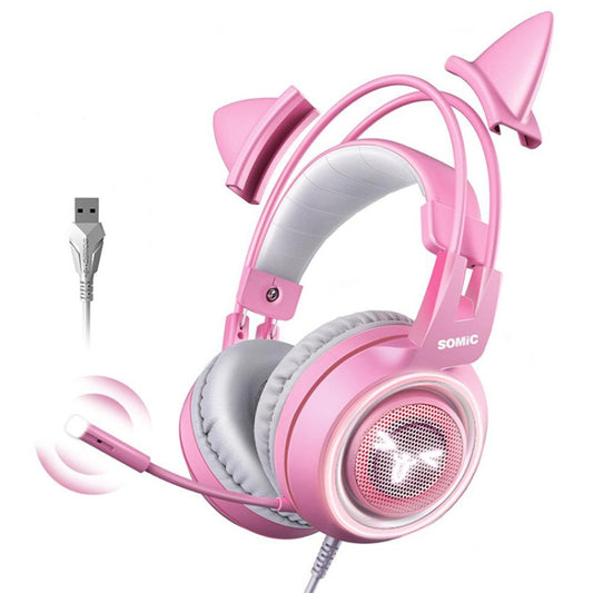 SOMIC G951PINK Head-mounted 7.1 Channel Anchor E-Sports Game Headset Wheat(Pink) - Multimedia Headset by buy2fix | Online Shopping UK | buy2fix