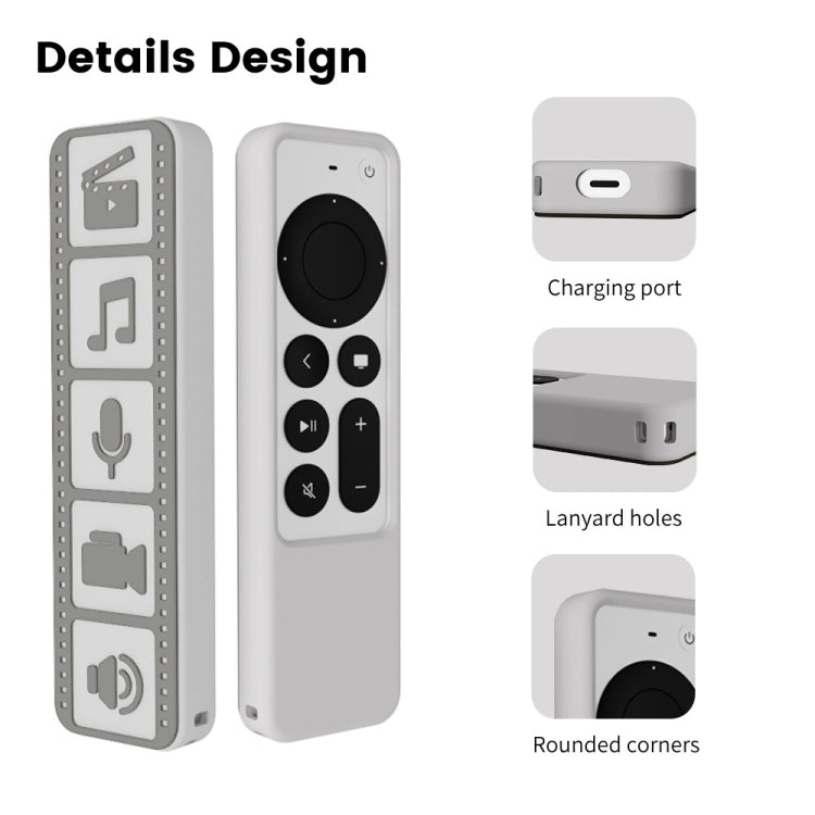 Silicone Remote Controller Waterproof Anti-Slip Protective Cover For Apple TV 4K 2021(Gray White) - Consumer Electronics by buy2fix | Online Shopping UK | buy2fix