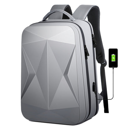 160 Large Capacity ABS Waterproof Laptop Backpack with USB Charging Port(Light Grey) - Backpack by buy2fix | Online Shopping UK | buy2fix