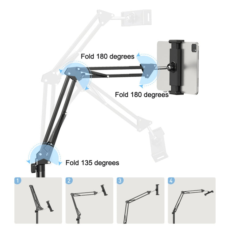 SSKY L10 Home Cantilever Ground Phone Holder Tablet Support Holder, Style: Retractable+Desktop Clip (Black) - Lazy Bracket by SSKY | Online Shopping UK | buy2fix