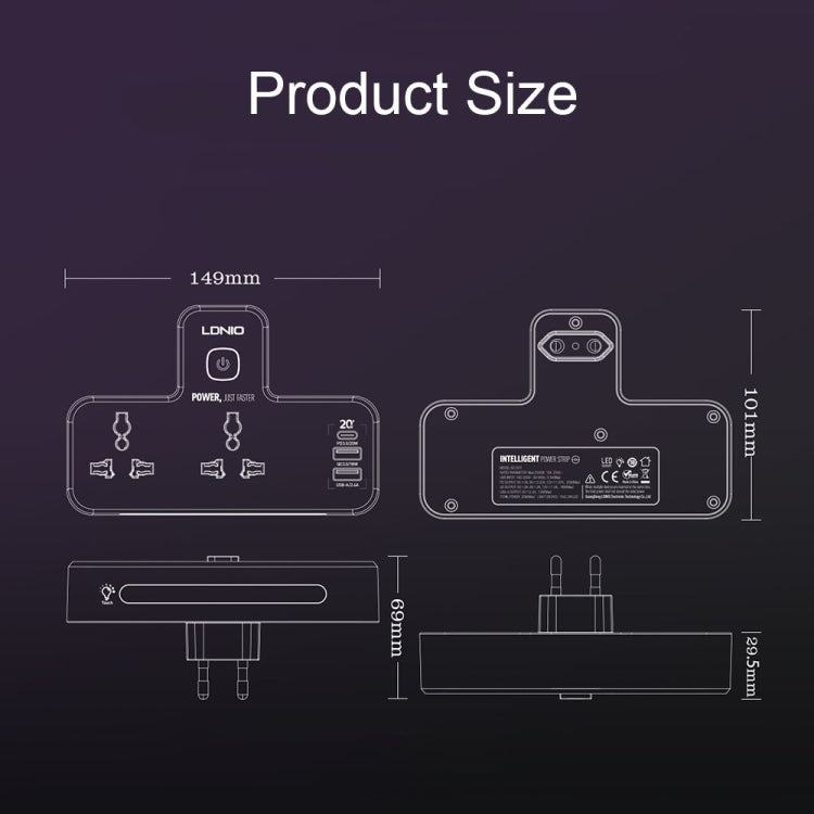 LDNIO SC2311 20W PD+QC 3.0 Multifunctional Home Fast Charging Socket with Night Light, Spec: US Plug - Extension Socket by LDNIO | Online Shopping UK | buy2fix