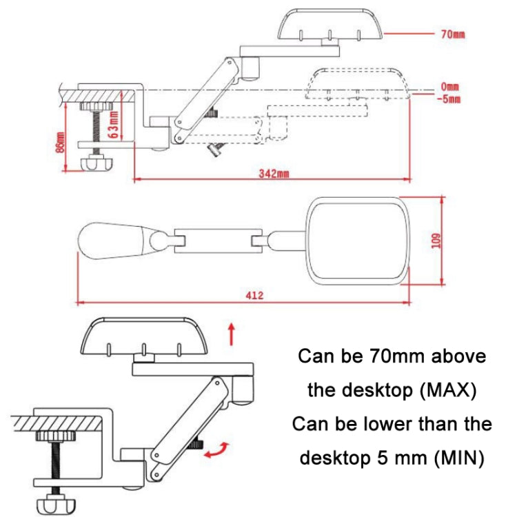 Aluminum Alloy Computer Desk Wrist Brace Arm Bracket, Color: Liftable Gray - Other by buy2fix | Online Shopping UK | buy2fix