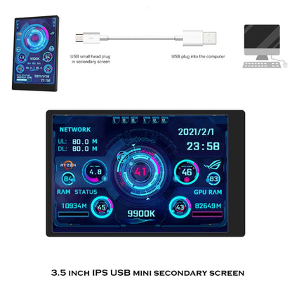 3.5 Inch IPS View All Computer Monitor USB Chassis Vice Screen Set 3 (White) - Computer & Networking by buy2fix | Online Shopping UK | buy2fix