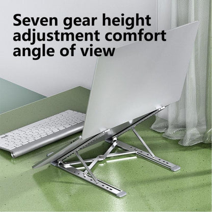 N7 Aluminum Alloy Laptop Stand Foldable Holder Notebook Stand With Fan Silver - Computer & Networking by buy2fix | Online Shopping UK | buy2fix